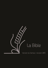 Charger l&#39;image dans la galerie, Bible du Semeur 2015, cuir, avec zip - couverture souple cuir vachette authentique noire et tranche argentée
